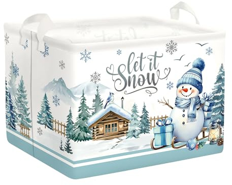 HUUMONSS Grande Cesta Porta Biancheria Alberi di Natale Pupazzo di Neve Pieghevole Cestini Portaoggetti Giocattoli per Genitore Cesta Indumenti Sporchi per Bagno, Casetta, 40 * 30 * 30 cm