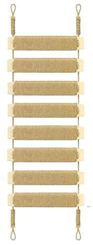 Verstellbare Katzenleiter & Brücke – Multifunktionales Wandmöbel Klettergerüst Sisalseil umwickelte Sprossen für sicheres Klettern | Indoor-Katzen, kleine Haustiere | Käfigzubehör (Holz)