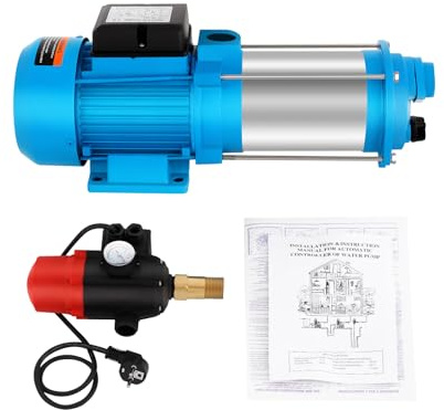 Bomba centrífuga de acero inoxidable 1300w 4000L/H Bomba de agua Bomba de sobrepresión Manómetro 9.8 Bar Adecuado para riego agrícola