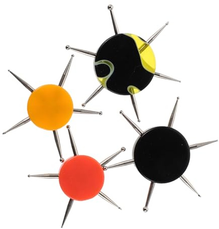 Strumento per Disegnare Puntini Sulle Unghie 4 Pezzi Metallo Plastico | Pennello Manicure Manico Acrilico, per Clay Art, Set Multicolore Arancio Nero Giallo