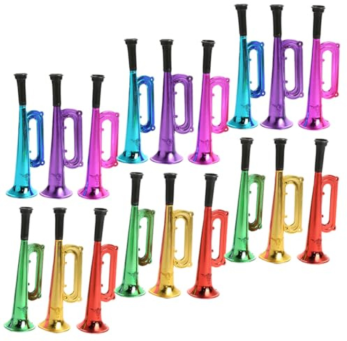 HONITANO 18 piezas Trompeta de Juguete para Colores Mixtos Bocina Portátil para Fiestas Deportivos Instrumentos Musicales