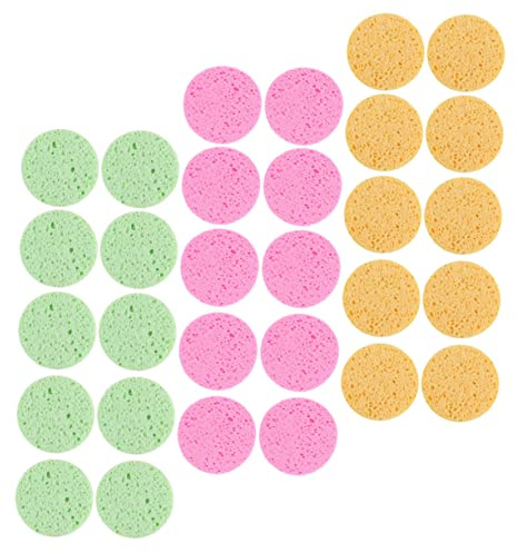 ABOOFAN 30 Stück Teiliges Gesichtsreinigungsschwämme aus Holzfaserschwamm Sanftes Peeling und Make up entfernung Runde Schwämme Hautfreundlich und Chemiefrei für Tägliche Reinigung