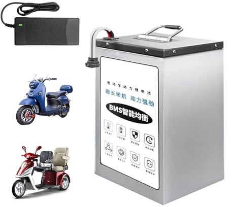 HJGHY 72v,35Ah, Batería de fosfato de Hierro y Litio LiFePO4 de 48 V, 60 V, 72 V, 25 Ah, 35 Ah, 40 Ah, 50 Ah, 60 Ah, 70 Ah, 80 Ah, para Motocicleta eléctrica, ciclomotor y Triciclo de 60 voltios.