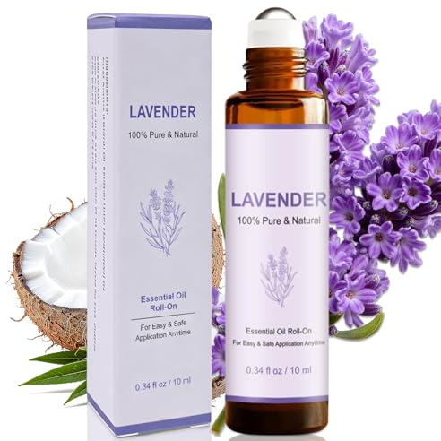 10ml Relajación con lavanda Roll-On Aceite Esencia, Aceite Esencial para Aromaterapia, Regalo de Aceite Esencial de Perfume, Aliviar el estrés y relajar el cuerpo y la mente, Se puede llevar consigo