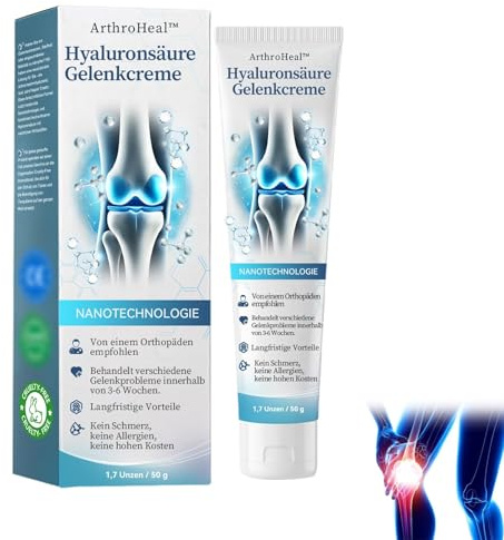 Arthroheal Hyaluronsäure Gelenk Reparatur Creme, Hyaluronsäure Gelenk- und Knochencreme, Arthroheal Schmerzlinderungscreme, für Rücken, Nacken, Hände, Knie (1 PC)
