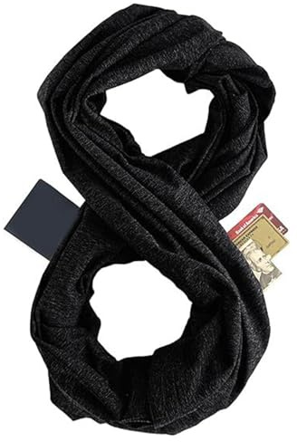 Écharpe Infinity Voyage – Foulard Boucle 180cm Avec Poche Zippée Cachée | Rangement Sécurisé Pour Passeport, Téléphone, Argent, Cartes & Rouge À Lèvres | Accessoire Mode Pour Avion, Voyage, Travail &