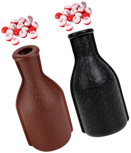 BESTonZON Ensemble 2 Pièces de Gobelets à Dés de Billard en Plastique Noir et Marron Boules Numérotées Accessoires Légers et Portables pour Jeux de Billard Fête et Loisirs