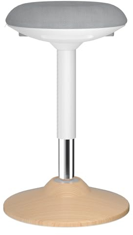 ERGO COLLECT Wobble Stool for Standing Desk,19.7-27.5 Height Adjustable Ergonomic Active Stool with Widened Thick Cushion & Non-Slip Base, 440lbs Capacity, for Home Office,Daily Work (Light Wood)