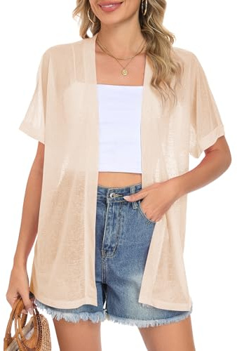 AUSELILY Damen Strickjacke Kurzarm Überwurf
