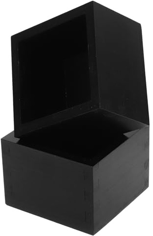 FOMIYES Caja de Madera para Sake Japonesa Estilo Japonés, Contenedor Cuadrado Pequeño en Madera Acabado Negro, Práctica Caja Portavasos para 2 Piezas, Adecuado para Uso Doméstico