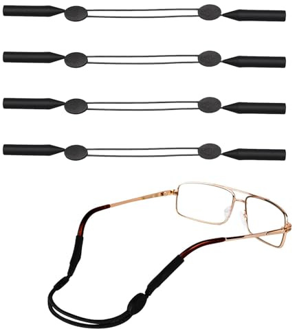 BaZuyunMd 4 Stück Brillenband, Brillenschnur Sport Brillenkette, Brillenband Herren Damen Unisex, 25 cm Glasses Strap, Schwarz, Für Aktivitäten und Sonnenbrillen