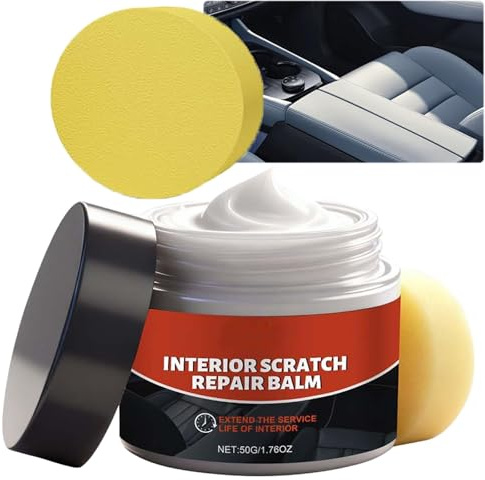 vokkrv Car Interior Renovation Maintenance Cleaning Cream, Car Interior Cleaner, Car Leather Cleaner Balm with Sponge for Seats, Dashboard, Furniture Protects Leather, Plastic surface (1PC)