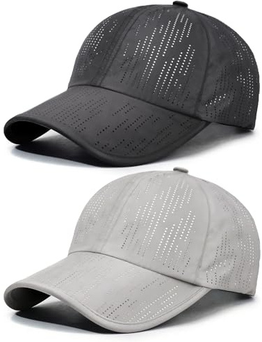 AYPOW 2 Stück Baseball Cap Herren Damen, Atmungsaktivem UV-Schutz Basecap Schnelltrocknend Leichte Baseball Kappe Unisex Verstellbar Snapback Schildmütze für Outdoor-Aktivitäten Golf Tennis Sommer