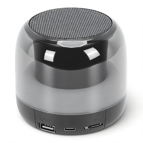 Sxhlseller Tragbarer Bluetooth-Lautsprecher, 5-Watt-Funklautsprecher mit RGB-Beleuchtung, Bluetooth 5.3, TWS-Kopplung, USB- und TF-Kartenwiedergabe, Kompakter -Lautsprecher für Drinnen und (Black)