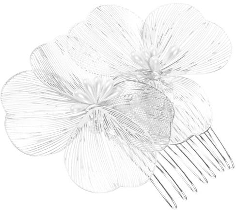 Peineta Lateral Floral de Aleación Plata para Novia Boda | Adorno Nupcial Barroco, para Recogidos y Peinados de Mujer, Accesorio de Fiesta y Utilería