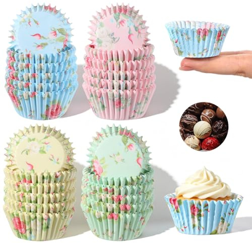 500 Stück MuffinföRmchen Papier Cupcake FöRmchen für Party, Geburtstag, Hochzeit, Backen, Dessert (3.5x2.3cm Vier Farben)