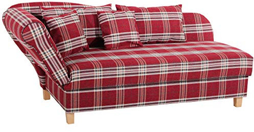 Max Winzer Recamiere mit Armteil Links klappbar Selma Flachgewebe rot, 2917-6310-2077423-F01, Breite x Tiefe x Höhe: 190/212 x 88 x 82 cm
