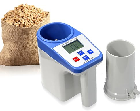 AMTAST Feuchtigkeitsmessgeräte Getreide Feuchtigkeit Messgerät mit Temperaturkompensation & Datenspeicherung Feuchtemessgerät für 16 Getreidesorten, darunter Weizen, Sojabohnen, Kaffee und mehr