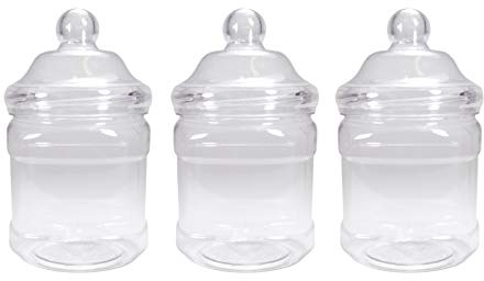 Clear Plastic 1350ml Jars with Victorian Screw Top Lids (Pack of 3) by Britten & James. Ideal for Parties, Weddings and general food storage.