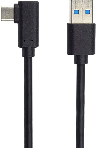 PremiumCord Câble de Connexion USB 3.2 Gen 1, Câble de Données SuperSpeed ​​​​Jusqu'à 5 Gbit/s, Charge Jusqu'à 2 A, Puissance 40 W, USB Type A Mâle vers Type C Mâle Coudé À 90°, Noir, 2 m