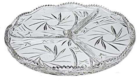 Glasteller Servierteller Platte Kabarett Schleuderstern Bleikristallglas klar 31,5 cm