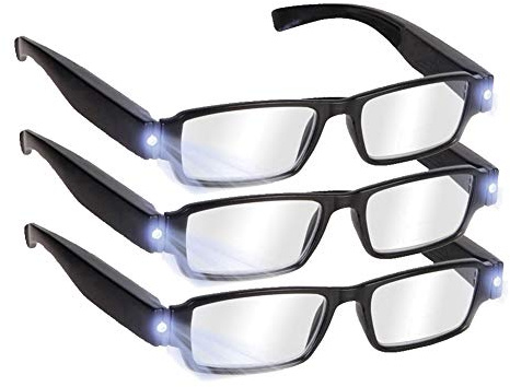 Reading Glasses with Light Bright LED Readers with Lights Reading Glasses Lighted Magnifier Nighttime Reader Compact Full Frame Eyewear Clear Vision Unisex Clear Vision Lighted Eye Glasses,+1.0
