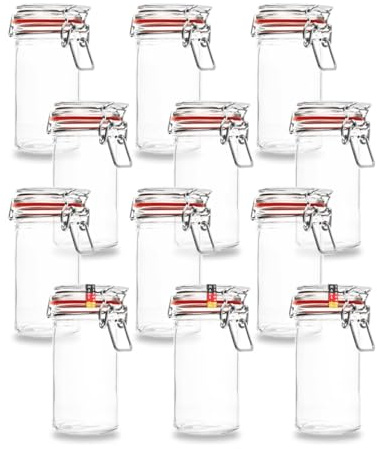 Flaschenbauer - Lot de 12 pots à étrier métallique de 277 ml - Bocal à remplir - Convient comme bocal Mason et verre de fermentation - Pour le rangement - Fabriqué en Allemagne