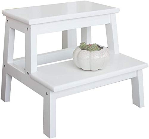 JWCN Tritthocker Weiß 2-Stufen-Tritthocker für Erwachsene und Kinder Küche Holzleitern Kleine Fußhocker Tragbares Innenblumenregal/Schuhbank/Ablagefach / & (Größe: 39,5 * 35 * 35 cm)-39,5 * 35 * 3