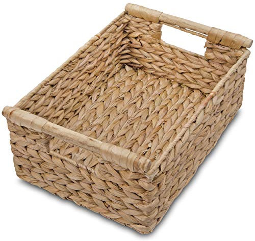 VATIMA Hyacinth Medium Wicker Basket 13.6x9.5x5.6 - With Handle, Living Room Decor, Rectangular Design
