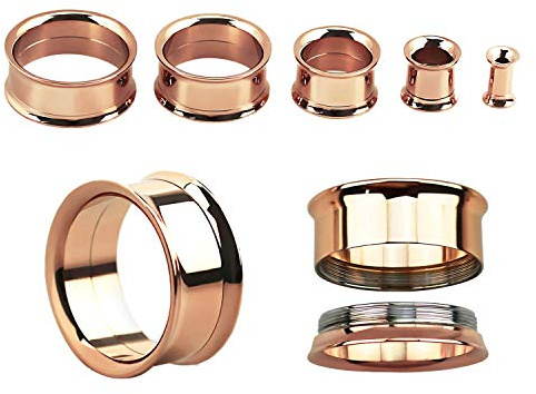 Flesh Tunnel Rosegold Chirurgenstahl 2er Set Piercing Ohrdehner Ohrplug (5mm)