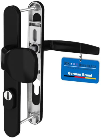 MS Beschläge 72mm Schmalrahmengarnitur mit Kernziehschutz Schwarz RAL9005 Langschildgarnitur Wechselgarnitur PZ Schlossform (Knopf/Drücker, Türstärke 55-70mm)