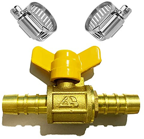 Da by kugelhahn Schlauch Messinganschluss 1-Schalter-2-Wege-Anschluss(für Schlauch-ID 10 mm-11 mm)