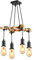 DAXGD Lampadario vintage, sospensione in legno retrò e metallo nero, 4 lampade E27 (non incluse), max. 60 W, per soggiorno o ristorante