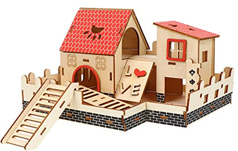 POPETPOP Maison de hamster en bois pour hamster, souris, gerbilles et autres animaux domestiques