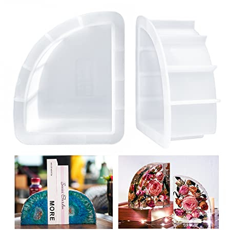 LET'S RESIN Bookends Resin Molds, 1 Pair Geode Book Organize Moulds Silicone Large, Crystal Epoxy Resin Molds for Books, Desktop Organizer, Office Home Decoration, Gift