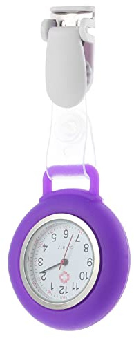 Mipcase Tragbare Clip Uhr Brustuhr aus Silikon und Legierung mit Glas | Violett, Leicht und Einfach zu Tragen, für Krankenhausdienst und Alltag, Schlichtes Design