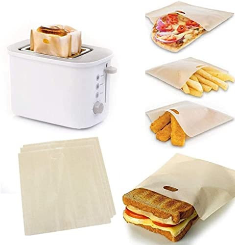 HXZDEY 10PCS Reusable Toaster Bags For Grilled Cheese Sandwiches, Non-Stick Washable Toaster Bags, Perfect To Prepare Sandwiches, Pizza, Chicken Nuggets, Vegetables (Color : 20 * 22CM, Size : 10PCS)