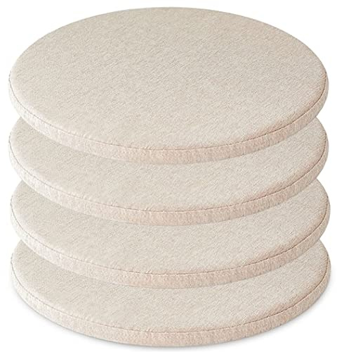 1/2/4 Packungen Rundes Stuhlkissen/Sitzkissen, Weiches Memory-Schaum, Runde Stuhlpolster, Sitzpolster Für Hohe Hocker, Esszimmer, Wohnzimmer, Essen Im Freien (Color : Beige, Size : 35 * 35CM(4Packs))