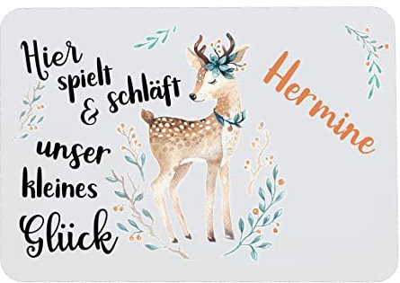 Türschild für die Zimmertür mit Wunschname Babynamen Babygeschenk zur Geburt Alterantive Holzbuchstaben (Rehkitz)