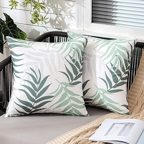 MIULEE Outdoor Kissenbezug Wasserfest 40x40 cm 2er Set Grün Grau