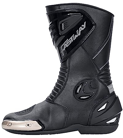 FAST WAY FRS-1 Motorradstiefel Herren & Damen, CE Zertifizierte Motorradschuhe, Racing Motorradstiefel mit Schleifer, Motorrad Stiefel mit Verstärkungen an Schienbein, Ferse & Knöchel