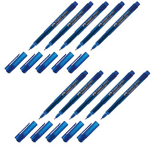 Faber-Castell - Fineliner Broadpen Blau 0,8 mm, 10 Stück | Breite Finelinerspitze für Schreiben, Skizzieren und kreative Projekte