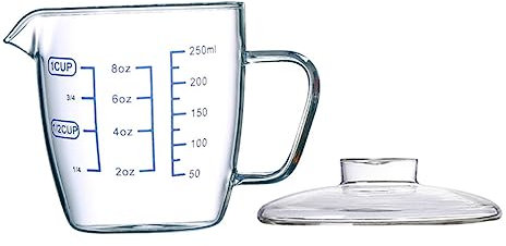 BESTonZON Verre Résistant Chaleur Avec Échelle Tasse Mesure Lait Déjeuner Avec Couvercle Verre Eau Et Élégant