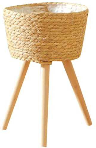 BESPORTBLE Holz Geflochtener Pflanzentopf Ständer Blumentopfschale Für Innen Garten Wohnzimmer Flur Pflanzgefäßhalter Blumentopfsockel