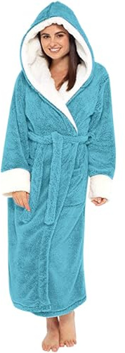 Peignoir De Bain Femme Unisexe Eponge Capuche Automne Hiver Peignoir avec Capuche Chaude Moelleux Éponge Douce Coton Eponge Vêtements De Détente Robe De Chambre Une Pièce
