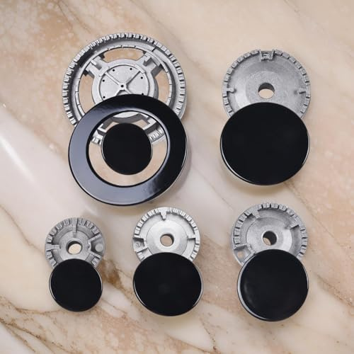 Cooker Hat Set, Oven Cooker Hob Gas Burner Crown & Flame Cap Kit, Gas Stove Burner Lid Set (2.16-5.11inch)(A)