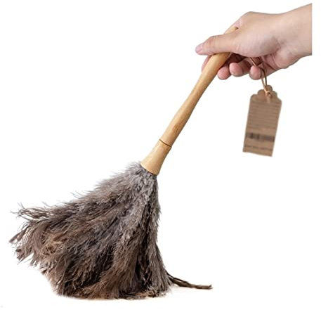 herramientas, Juego de plumero de plumas de China, plumero de calidad de 16 pulgadas, plumeros de avestruz con mango de madera for limpiar muebles, plumeros, cepillos (color: gris)(Color:Grey Height 4