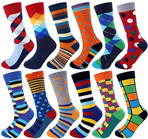 Jeasona 5/12 pares de calcetines coloridos para hombre 43-46 calcetines divertidos para hombre 43-46 divertidos calcetines de traje de algodón para hombres, Multicolor-8113, 47-49