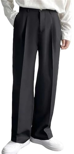 Chino Hose Herren Loose Fit Anzughose Weit Freizeithose Weites Bein Elegant Mit Schrägen Taschen Classics Business Hose