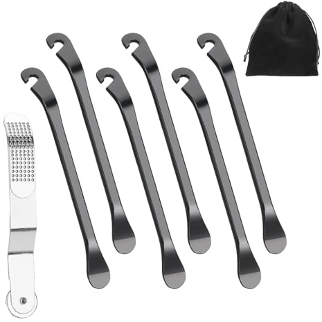 Bike Tyre Levers Set, 6PCS Tyre Levers For Bicycles, Bike Tyre Spoon with Tire Rasp, Carbon Steel Bicycle Puncture Repair Kit, Suitable for Mountain, Road Bike Inner Tubes